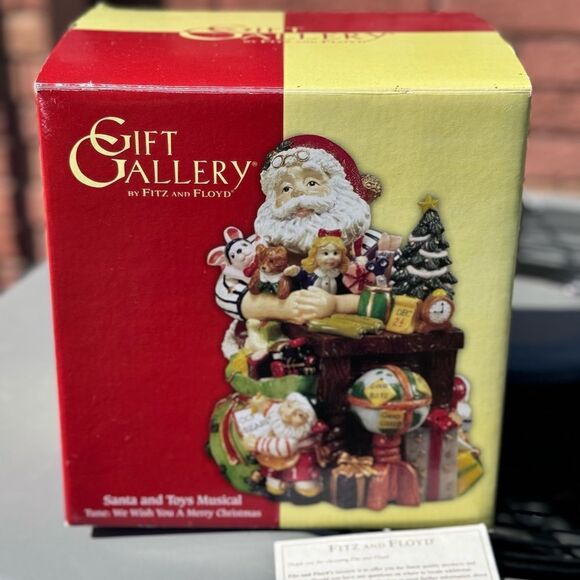 Fitz and Floyd Santa and toys musical plays We Wish You a Merry Christmas. It wo - Picture 1 of 12